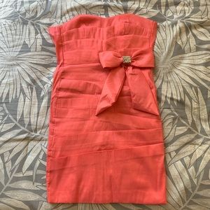 Pink Strapless Dress with Bow